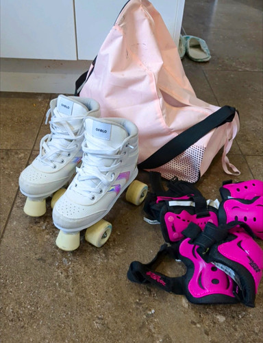 Oxelo girls white quad roller - white,